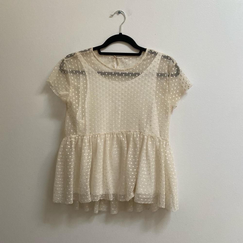 Zara Girls Mesh Dot Lined Top 13-14